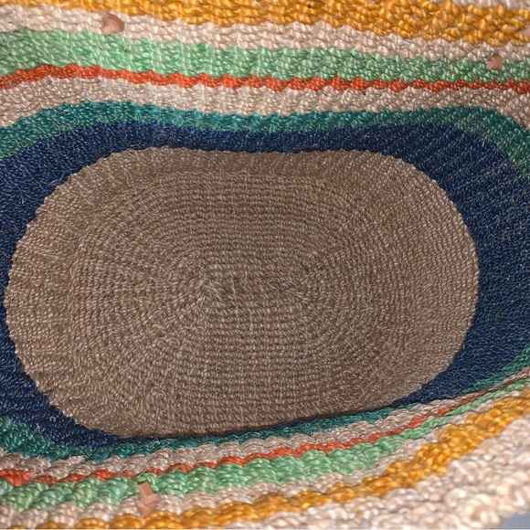 Colorful Rattan Woven Beach Tote Bag Large Summer Striped Raffia Straw Travel - Picture 6 of 13